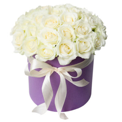 Цветы в коробке «Белые Розы»